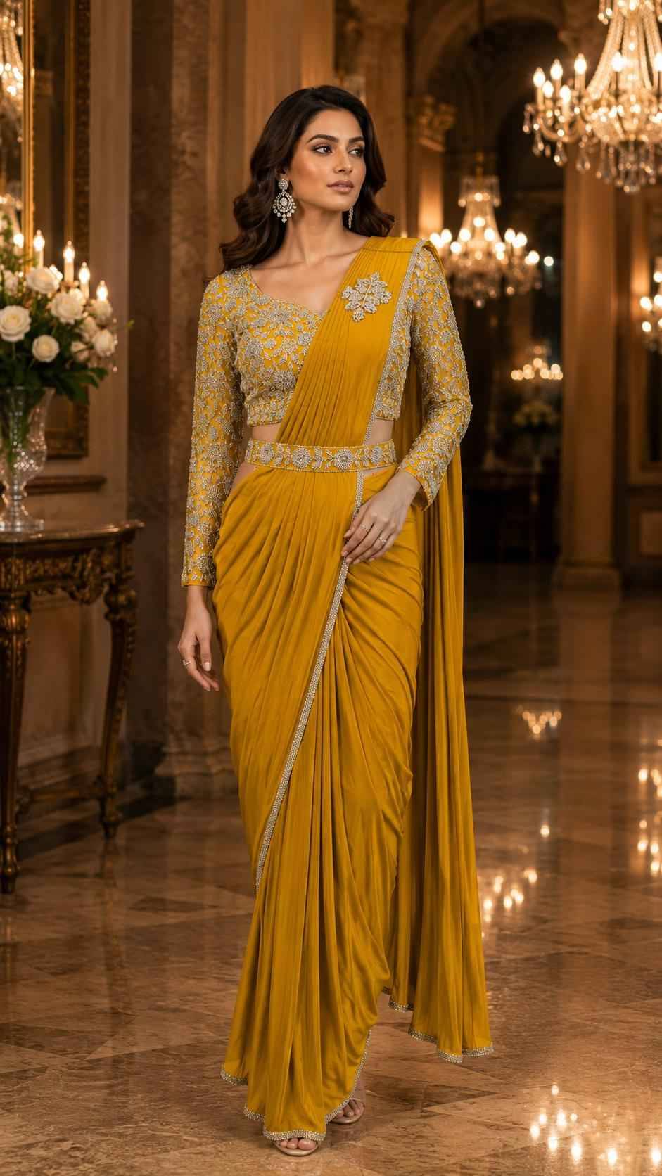 102432 By Amoha Trendz Indian Traditional Wear Collection Fancy Colorful Party Wear Stitched Sarees At Wholesale Price